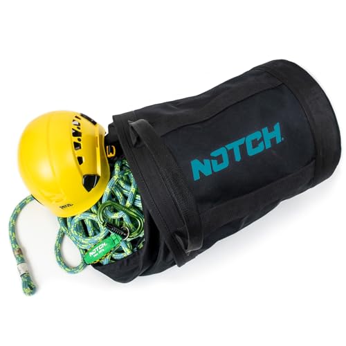 Notch Pro 250 Black/Teal Rope Bag, 28L Capacity, Holds 250 ft. of ½ in. rope, Dual Handles, Cinch Top Closure, 600 Denier Fabric with Reinforced Seams, H: 16” x W: 12” (40025BT)