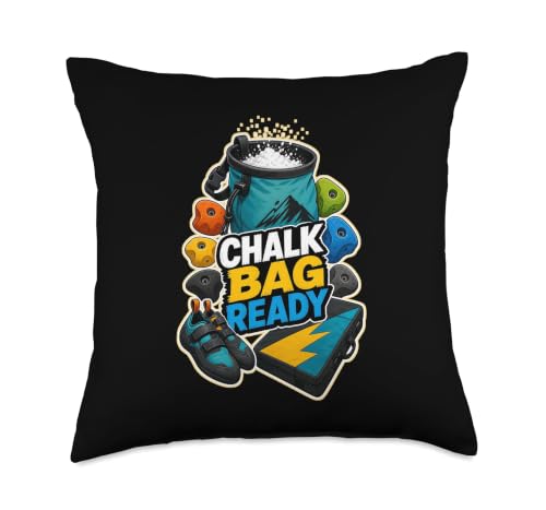 Chalk Bag Ready Bouldering Gym Throw Pillow - size: 18x18