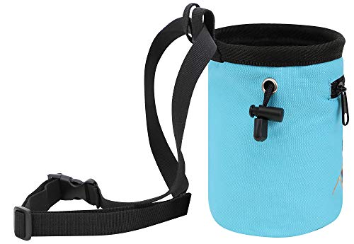 AMC Rock Climbing Panda Design Chalk Bag with Adjustable Belt - color: Light Blue