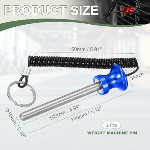 Weight Stack Pin, Weight Gym Pin Strength Training Equipment Replacement with Pull Rope for Commercial Home - color: Blue, size: 0.4 x 3.9 Inch