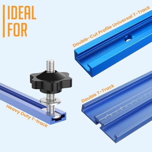 10 Sets 1/4-20 T Track Bolt Knob Kit | T-Track Accessory Includes 1-1/2" & 2" T-Slot Bolts with Washers and Star Knobs for Woodworking Jigs and Fixtures - size: 1/4-20 T Track Knob Kit