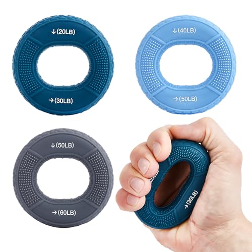 Hand Grip Strengthener, Grip Strength Trainer, Fingers Exerciser - Silicone Rings for Muscle Training Sports Rock Climbing Finger Rehabilitation Training,Hand & Wrist Muscles Trainer Stress Relief,5 Resistance Levels - color: Mixed