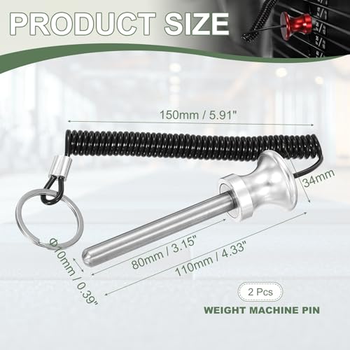 Weight Stack Pin, Weight Gym Pin Strength Training Equipment Replacement with Pull Rope for Commercial Home - color: Silver, size: 0.4 x 3.1 Inch