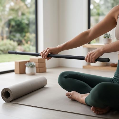 Yinhing Adjustable Yoga Bar Yoga Stick Exercise Stick 3 Lengths 30 45 60 Inches Full Foam Sleeve Steel Core for Stretching Mobility Pilates Flexibility Training