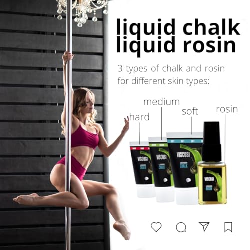 Pole Grip: Liquid Chalk (VISCOSI Medium) 50ml 2-Pack - Premium Gym Chalk, Firm Grip for Pole Dance, Aerial silks. Pole Grip Aid, Pole Dancing Chalk, Climbing Chalk, lifting chalk