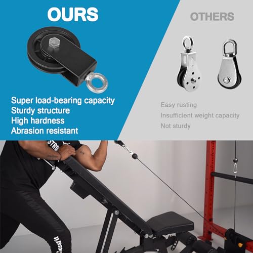 Cable Pulley System for Home Gym, Silent 360° Rotation Nylon Pulley Wheel with Detachable Traction Block LAT Pulldown & Weight Lifting Attachment for Strength Training Workouts - color: 3.54in/90mm Cable Pulley