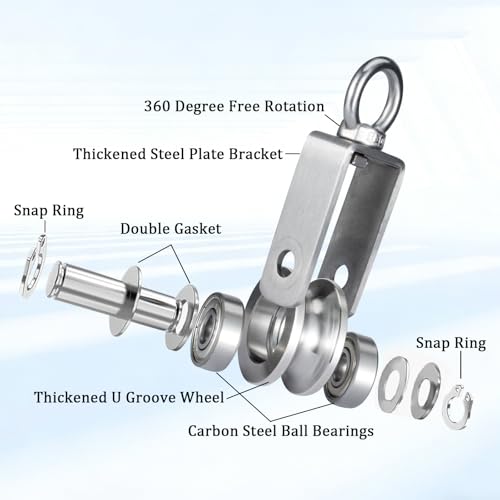 Cable Pulley Block Stainless Steel Swivel with Silence Bearings for Garage,Attic,Kayak,Deer Hanging,Gym Equipment,550LB Lifting,4 Pack