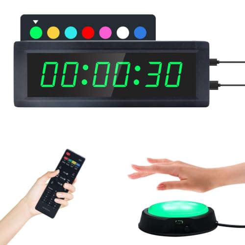 Gym Timer Clock with Remote Control & Push Button,7 RGB Color, Programmable Interval Timer, Countdown/Up Stopwatch,Wall Clock for Home Gym Garage,Portable Training Accessories(Plug-in) - style: plug-in