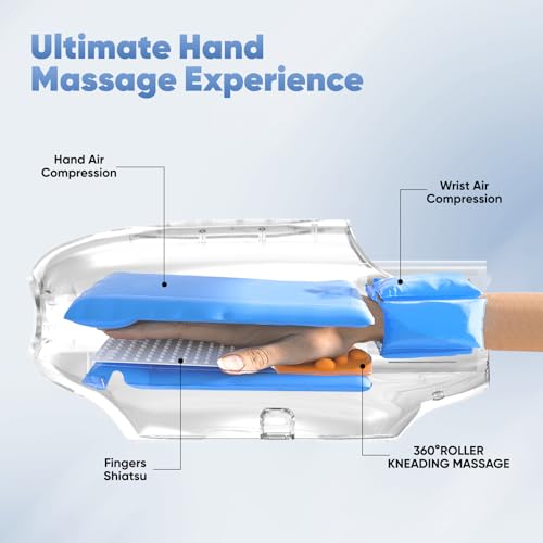 Hand Massager with Heat and Compression for Arthritis and Carpal Tunnel Relief, Finger Wrist Massager with 9 Modes & Hot Cold Therapy, Gifts for Women Men, White - color: White
