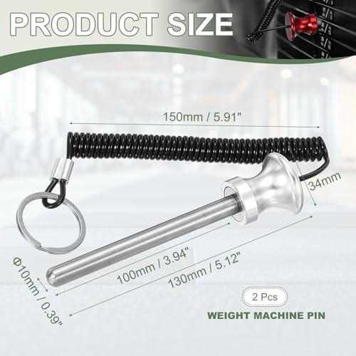 Weight Stack Pin, Weight Gym Pin Strength Training Equipment Replacement with Pull Rope for Commercial Home - color: Silver, size: 0.4 x 3.9 Inch