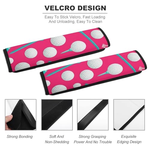 2 Pack Golf Pink Car Seat Belt Pad Soft Padded Harness Pads Strap for Child, Car Seats Pushchair Strollers High Chair Pushchair, Anti-Slip Pad - color: Pattern 489