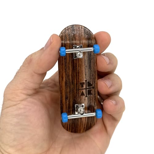 Teak Tuning 34mm Pro Fingerboard Complete - Fully Assembled with Pro Level Components - Pro Shaped Wooden Deck (34x97mm), UltraSpin Bearing Wheels, Prodigy Gen2 Trucks - Blue Suede Shoes - style: Blue Suede Shoes Edition