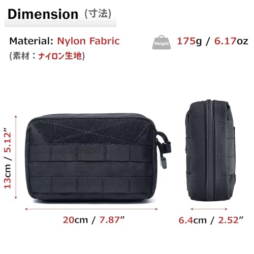 Azarxis Equipment Multi-Purpose Tactical EDC Admin MOLLE Pouch Utility Tools Bag Organizer Military Waist Belt Modular Attachment - color: #02 - Black