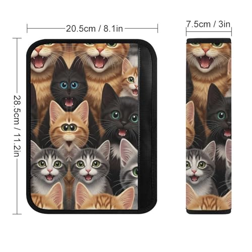2PCS Cute Cats Cat Seat Belt Cover Breathable Automotive Seat Belt Protector for Adult Use, Most Cars, Pressure Relief - color: Pattern 977