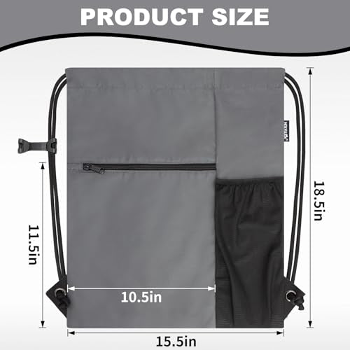 HOLYLUCK Men & Women Outdoor Sport Gym Sack Waterproof Drawstring Backpack Bag (Standard with drawstring, dark grey) - color: Dark Grey, style: Standard With Drawstring