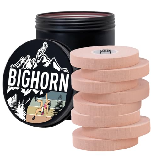 Bighorn Athletics Finger Tape, Female Climber Tin, 0.5"x45ft, 8Rolls, Nude | Climbing tape with retro design tape holder for tension support & bouldering. EZ tear, strong adhesive, residue-free. - color: Nude