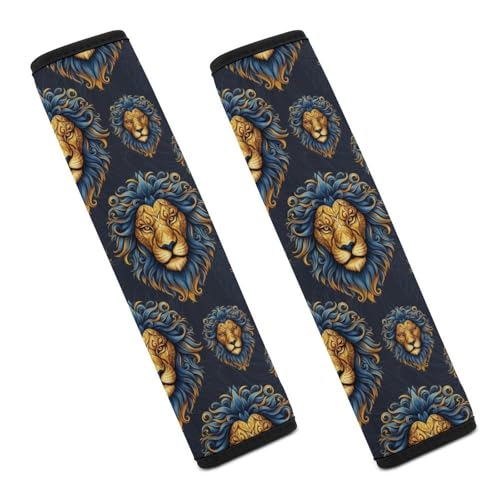 Soft Padded Seat Belt Shoulder Pad for Elderly Support, Stroller Pushchair High Chair, 2 Pack Black Gold Lion Animal Print Shoulder Harness Cover Neck and Shoulder Support - color: Pattern 205