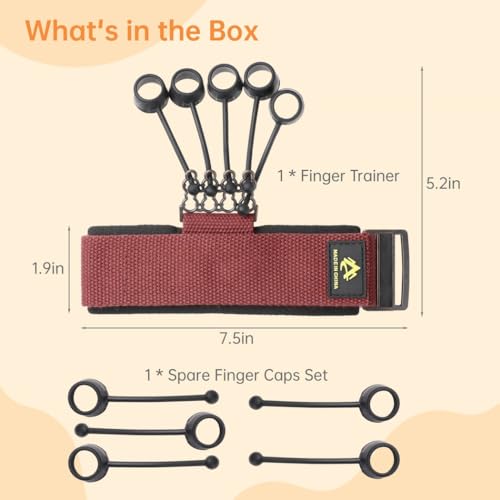 60Lb Hand Strengthener, Resistance Finger Band for Grip Training, Hand Muscle & Flexibility Booster, Easy-to-Wear Wrist Strap, Portable