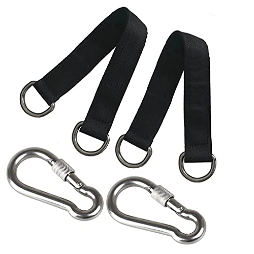 Tree Swing Straps,9.8inches Tree Swing Hanging Kit Short Hanging Straps Holds 440 lbs with Heavy Duty Safety Lock Carabiner Hooks for Hammock, Plank - color: straps with safety lock Carabiner