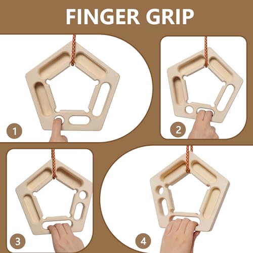 HRVEOCEI Climbing Hangboard for Rock Climbing Training – Wooden Fingerboard with Multi-Grip Design – Strengthen Fingers & Grip – Easy Mount for Home & Gym - color: Brown 3