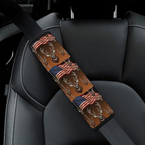 2 Pack American Flag Hunting Deer Car Seat Belt Pad Soft Padded Seat Belt Cushion for Child, Stroller Pushchair High Chair, Shock Absorption - color: Pattern 661