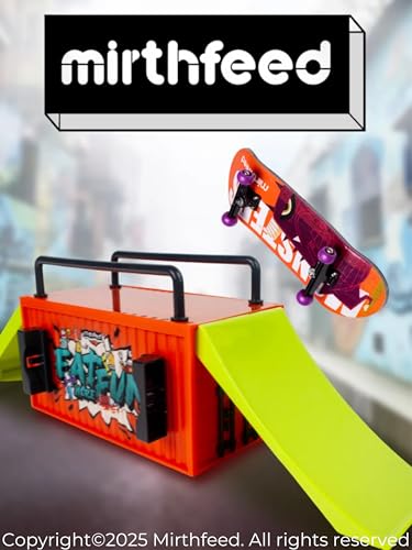32mm Pro Fingerboard Complete Set | Bearing Wheels | 5 Ply Maple Deck | Anti Skid Grip Tape | Complimentary Tool | Concave Shape - color: Fun Box E : Monstrous Mash