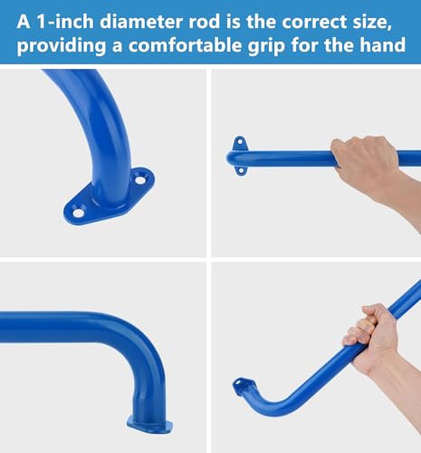 BiJun 17 Inch Monkey Bars Heavy Duty Metal Playground Handles,Blue 6 Pack | Indoor Outdoor Ceiling Grab Bars,Anti-Rust Steel,300LBS Capacity,for Backyard Climbing Frame Treehouse Wall Ladder - color: Blue-6pcs