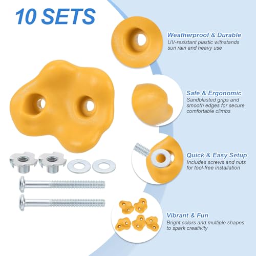 PATIKIL Rock Climbing Holds, Climbing Rock Wall Grips Play Set - color: Yellow, size: B-Large