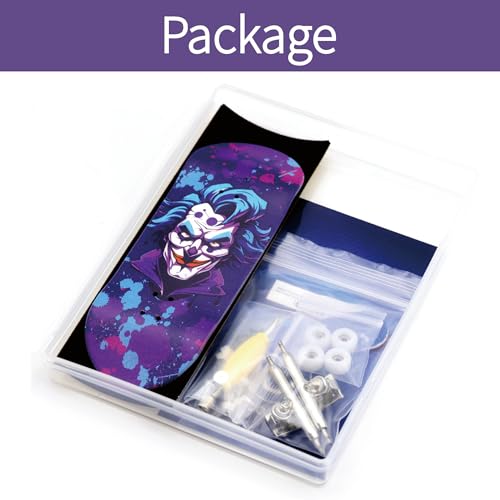 36mm Pro Fingerboard with Wooden Finger Skateboard Deck Upgraded Finger Board Trucks Street Shape Bearing Wheels (Clown) - color: Clown