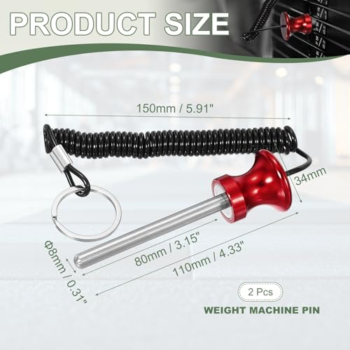 Weight Stack Pin, Weight Gym Pin Strength Training Equipment Replacement with Pull Rope for Commercial Home - color: Red, size: 0.3 x 3.1 Inch
