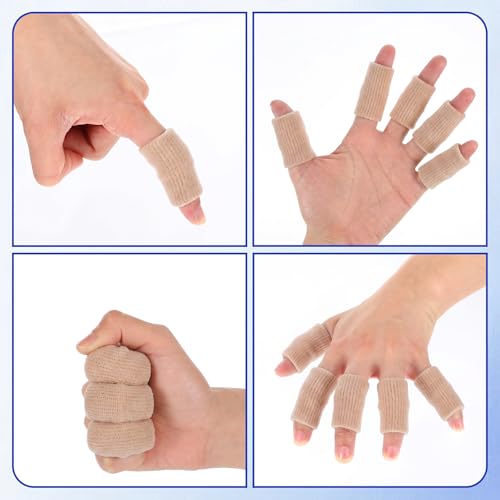 TIESOME 20Pcs Sport Finger Sleeves, Breathable Finger Brace Elastic Fingers Support Sleeves Compression Fingers Sleeve Thumb Splints for Relief Support Protector and Relieving Pain