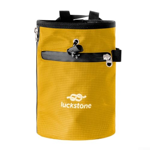 FABULETTA Climbing Chalk Bag for Rock Climbing, Gymnastics Chalk Pouch with Belt, No Leak Design, Storage Pockets, Adjustable Waist Strap for Bouldering and(Yellow) - size: Yellow