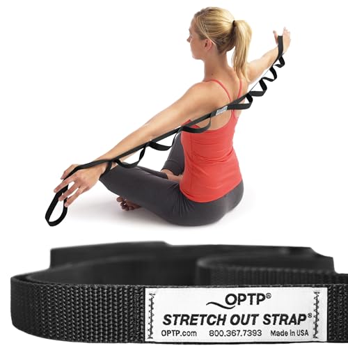 OPTP The Original Stretch Out Strap XL with Exercise Poster, USA Made | Extra-Long stretching strap, Stretch Out Strap for physical therapy, yoga stretching strap for knee therapy, 7'5" long, nylon