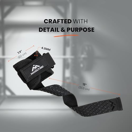 Gym Lifting Straps with D Rings, Anti-Slip, Thick Padded Lifting Wrist Straps for Weightlifting for Cable Machines, Deadlifts, & Gym Training, Black