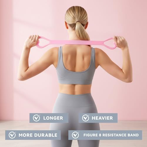2 Pcs Figure 8 Resistance Bands with Handles Body Exercise Bands Training Elastic Ropes Portable Arm Back Shoulder Training Equipment for Home Gym Working Out Yoga Pilates Chest