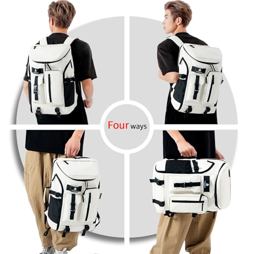 Kalesi Gym Duffle Tennis Bag Backpack 4-Way Waterproof with Shoes Compartment for travel Sport Hiking laptop (Sea salt white02) - color: Sea Salt White02