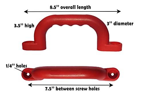APSI Plastic Handles and Grab Bars for Playground Equipment, Climbing Walls, Doors, Drawers, Trees, Bunk Bed and More, Sturdy All Weather Material, Pack of 2 (Red) - color: Red