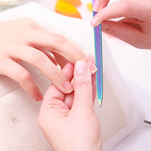 Mudder 6 Pcs Diamond Nail File Women Men Rainbow Stainless Steel Metal Nail File Buffer Double Side Emery Boards with Pointed Tip 7 Inch Multifunction Manicure Pedicure Care Tool Salon Home Travel Use