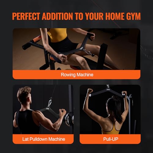 VEVOR LAT Pulldown Attachments, Cable Machine Rowing T-bar V-bar Tricep Pull Down Bar, Back Strength Training Rubber Coated Handle Grip, Bicep Curl Tricep LAT Pulldown Bar for Home Gym Fitness - size: 23x5.5x6.7"