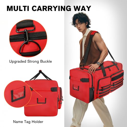 Goloni 130L Heavy Duty Large Duffle Equipment Bag,Catchers Gear Bag with Shoe Compartment,Baseball Duffle Bag - color: Red