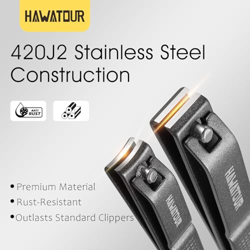 Nail Clippers Set 420J2 Stainless Steel, Gray | Premium Fingernail Toenail Clippers, Visibly Tin Case, Ergonomic Grip