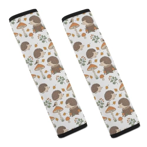 Universal Soft and Comfortable Mushroom Hedgehog Seat Belt Shoulder Pad for Kids, Most Cars, 1 Pair Seat Belt Covers Cushion Anti-Slip Pad - color: Pattern 55