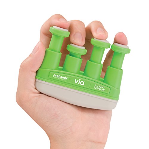 Prohands VIA Hand Exerciser, Finger Exerciser (Hand Grip Strengthener), Spring-Loaded, Finger-Piston System, Isolate and Exercise Each Finger - color: Green - Via, size: 2 lb (X-Light Tension)