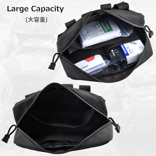 Azarxis Equipment Multi-Purpose Tactical EDC Admin MOLLE Pouch Utility Tools Bag Organizer Military Waist Belt Modular Attachment - color: Black