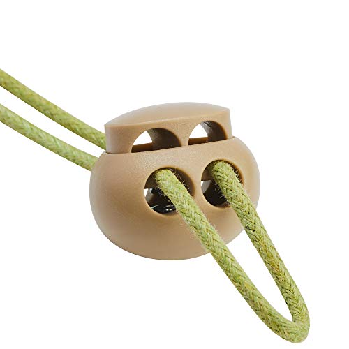 DYZD Plastic Cord Lock End Toggle Double Hole Spring Stopper Fastener Slider Toggles End (Khaki 10PCS) - color: Khaki