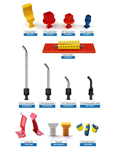 Universal Clips & Socket Holders (50 pcs) - Accessories for Organizer Genie Pegboards to Organize Tools, Mix Pack of Universal Clips and Assorted Socket Holders - style: Universal Clips and Socket Holders Mix Pack - 50 Pieces