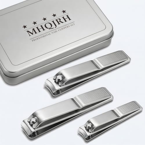Heavy Duty Nail Clippers Set, Straight & Curved Edge, 3PCS Silver | Large 3.15Inch, Fingernail and Toenail Clippers for Thick Nails, with Nail File ,Nail Trimmer for Men Women Seniors Adults - color: Silver