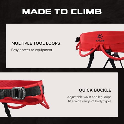 KAILAS Airo Rock Climbing Harness Men Roofing Harnesses Rescue Mountaineering Safety Belt Women Comfortable Lightweight - color: Red, size: Small