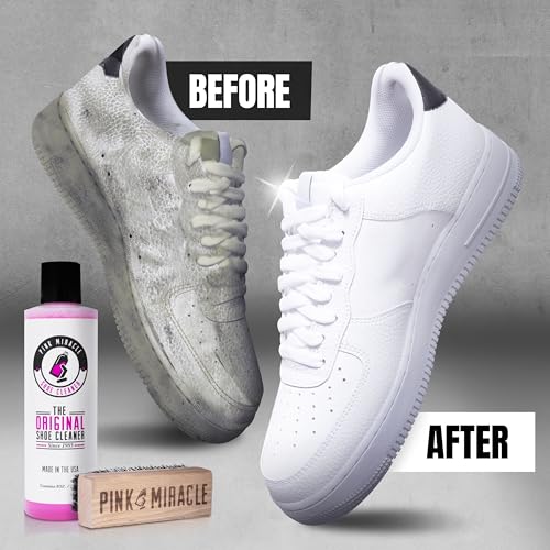 Pink Miracle Shoe Cleaner Kit with Bottle and Brush For Fabric Cleaner For Leather, Whites, Suede and Nubuck Sneakers - size: 8 Oz