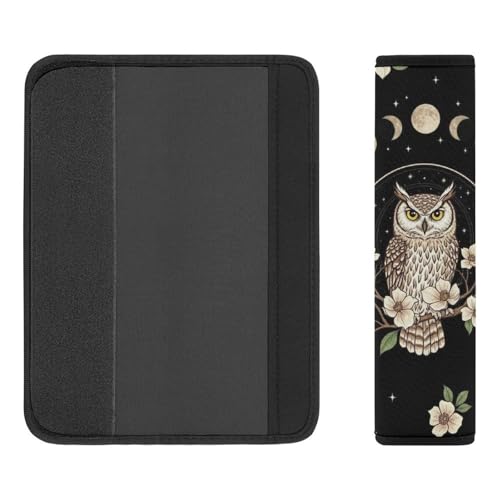 2PCS Moon Owl Car Seat Straps Shoulder Pads Universal Soft and Comfortable Seat Belt Covers Cushion for Child, All Vehicles, Shock Absorption - color: Pattern 979